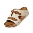 thumbnail image 3 of Domuza Women Wedge Sandals 2026 Cork Footbed Sandals Open Toe Buckle Band Platform Wedges Casual Comfortable Summer Dressy Shoes White 8.5（EU-41）, 3 of 4