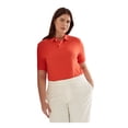 thumbnail image 3 of RALPH LAUREN Haut Orange à Manches Courtes avec Col pour Femme pour le Travail Grande Taille1X, 3 of 4