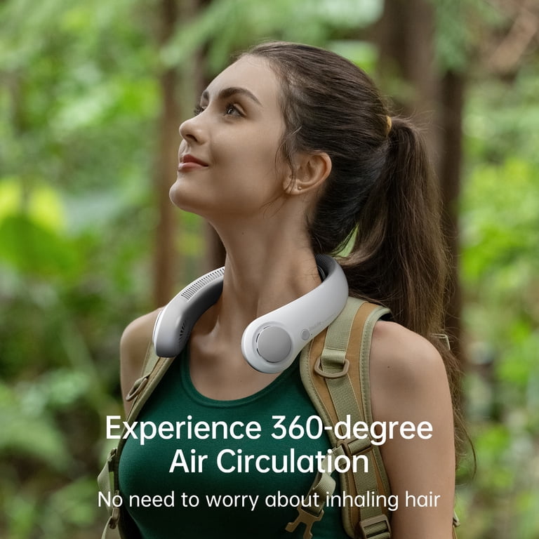 JISULIFE Portable Neck Fan, 5000mAh Rechargeable, Ergonomic, Hands