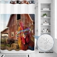 thumbnail image 2 of No Hook Shower Curtain, Farm Rooster Shower Curtains for Bathroom with See Through Top Window, Farmhouse Barn Funny Animals Butterfly Waterproof & Washable Bath Curtain 60"x72", 2 of 9