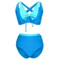 thumbnail image 5 of VBTAPA Women's High Waisted Bikini Sets Tummy Control Swimsuits Two Piece Color Block Keyhole Bathing Suit Lightning Sales Today Sky Blue M, 5 of 8