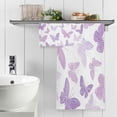 thumbnail image 5 of Qxltty Purple Butterfly Bath and Hand Towel Set 100% Cotton Towels for Bathroom Soft Durable and Absorbent, 5 of 7