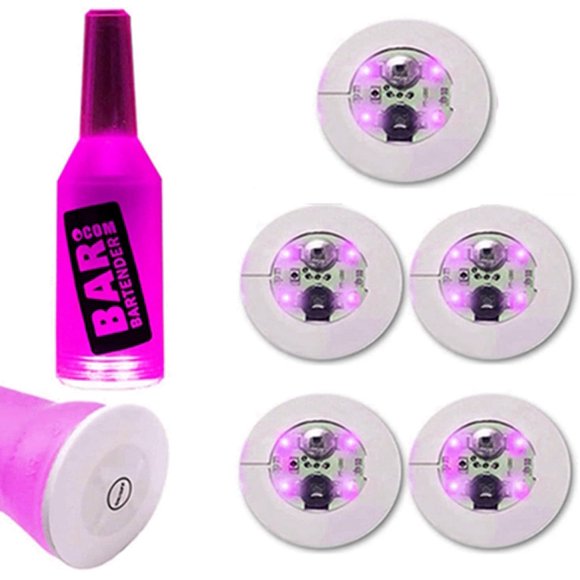 LED coaster 5pcs LED Bar Coasters LED Bottle Lights Cup Holder Lights for Wine Liquor Bottles Bottle Sparkler Champagne Party Bar