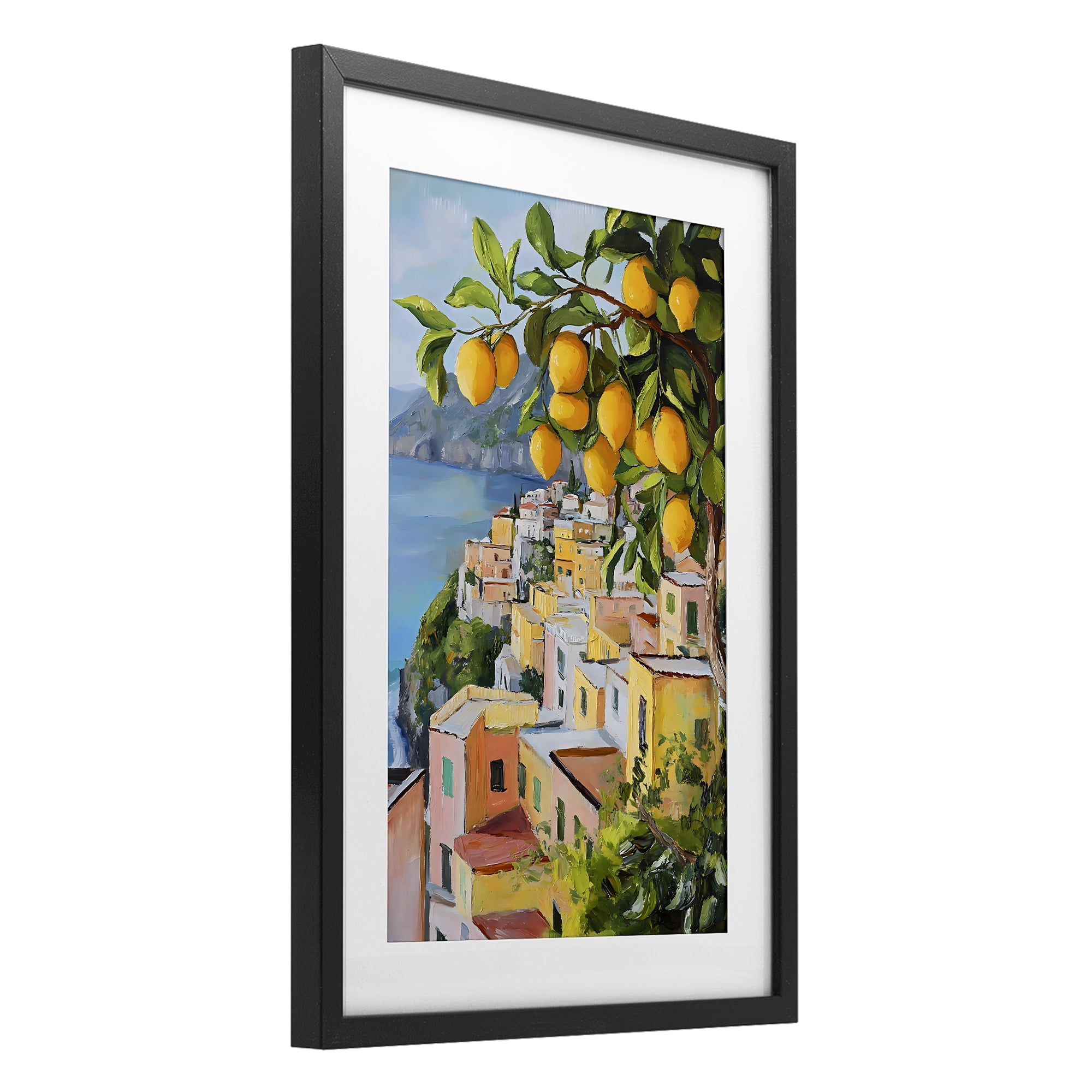 Stupell Industries Mediterranean Lemon Tree Scenery Black Framed Print Under Glass, design by Creative Studio