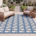 thumbnail image 4 of SAFAVIEH Courtyard Tranter Geometric Fish Indoor/Outdoor Area Rug, 5'3" x 7'7", Blue/Beige, 4 of 13