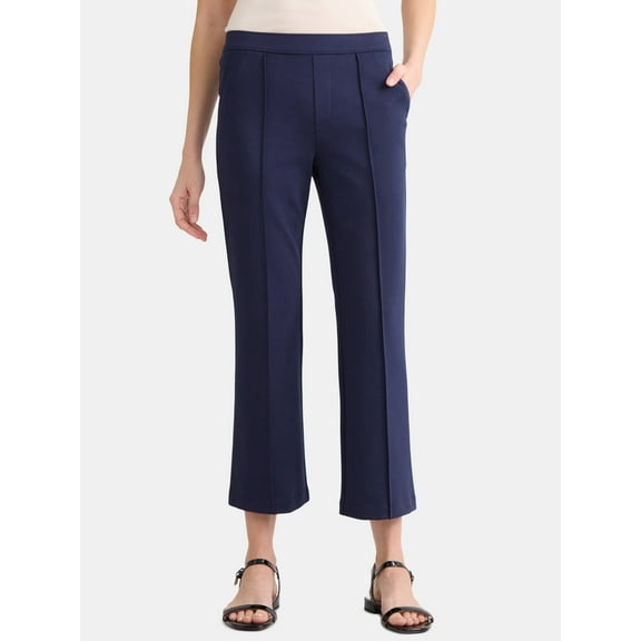 Time and Tru Women's Pull On Cropped Flare Pants, Sizes XS-XXXL