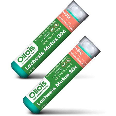OLLOIS Lachesis Mutus 30C Organic Lactose-Free Homeopathic Medicine  80 Pellets (Pack of 2)