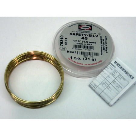 

JW Harris 76310 Harris Safety-Silv 45 45% Silver Solder Brazing Alloy 1 Troy Ounce