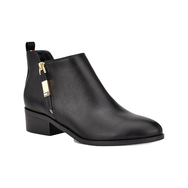 Conquer air fall back Tommy Hilfiger Womens Wright 2 Leather Heels Ankle Boots Black 6 Medium  (B,M) - Walmart.com
