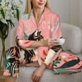 thumbnail image 6 of Hirioo Colorful Cat With Flowers for Women's Pajama Sets 2 Piece Pjs Women's Long-Sleeved Pajama Set Button Down Sleepwear,S-XXL-X-Large, 6 of 7