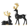 thumbnail image 2 of 2 figuras de ciervo de resina de estilo nórdico para mueble de TV de aniversario y escritorio. Negro, 2 of 9