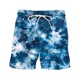 thumbnail image 6 of Dagegui Mens Casual Beach Shorts Tie Dye Printed Summer Shorts Loose Elastic Waist Drawstring Shorts Big and Tall Outdoor Travel Shorts with Pockets Blue 4XL, 6 of 7