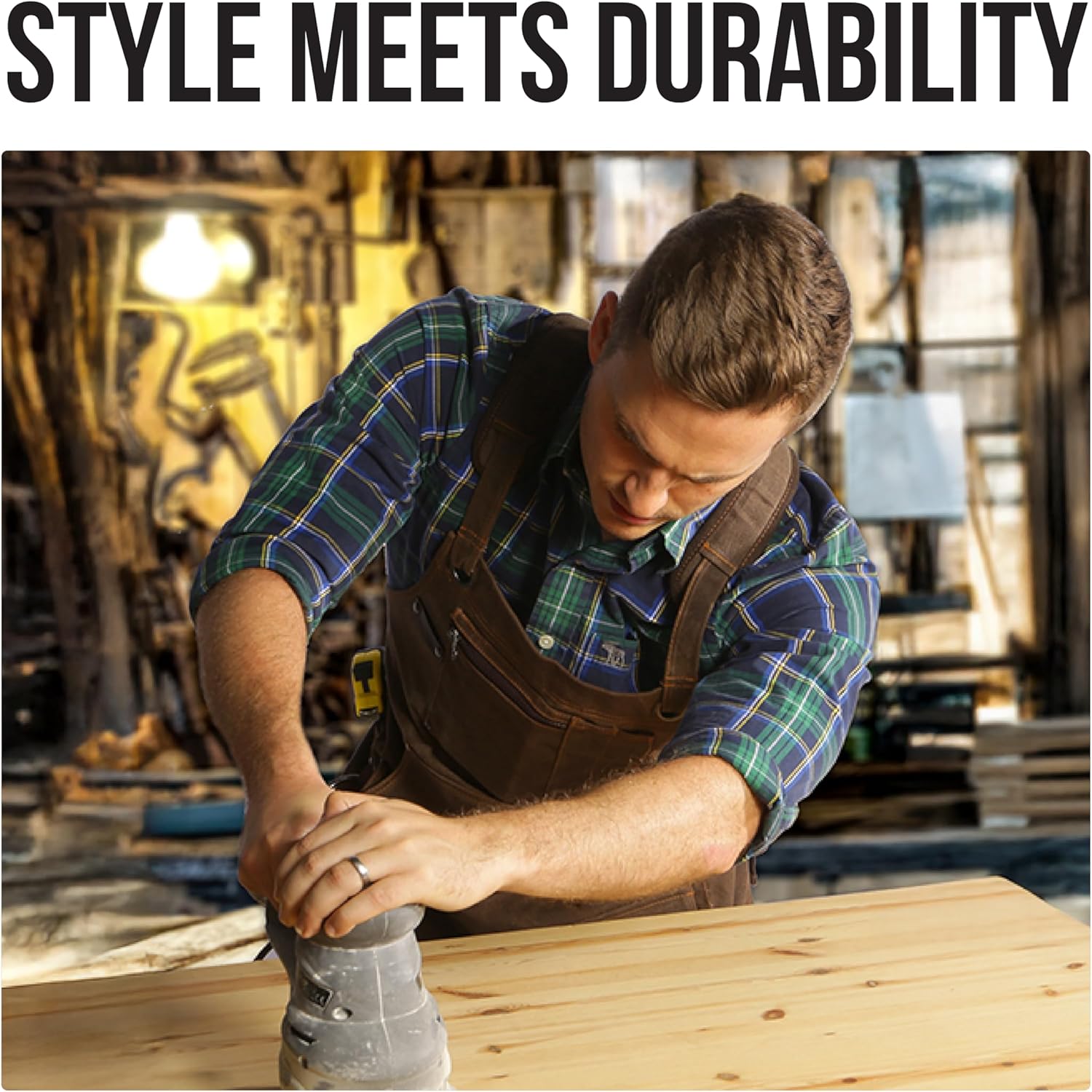 Brown Waxed Canvas Gardening & Work Apron with Waterproof, Fully Adjustable, Durable, Comfortable Protection