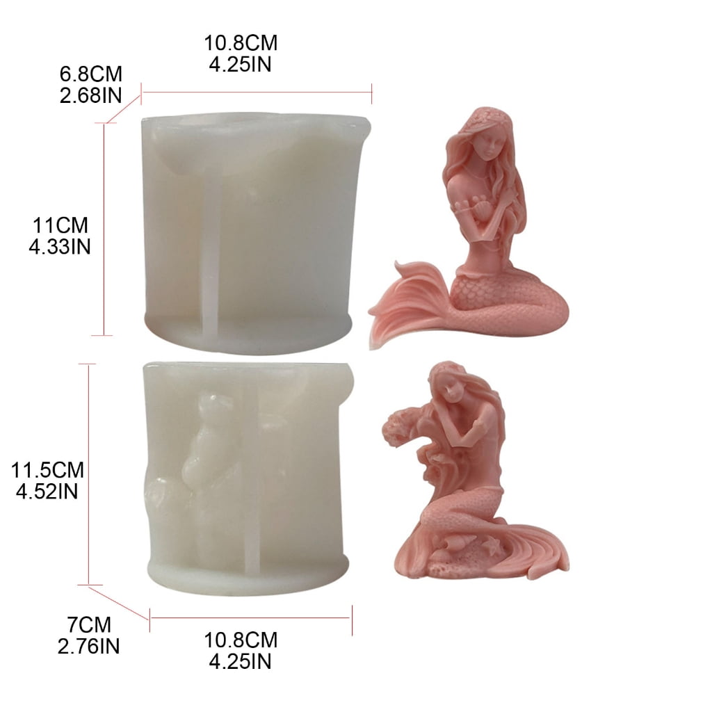 Oasiva 3D Mermaids Shape Candle Mold Unique Mermaids Aromatherapys Gypsum Ornament Mold