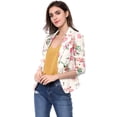 thumbnail image 3 of Chaqueta Tipo Blazer Informal Con Solapa De Muesca Y Manga Larga Para Mujer Blanco-floral XL, 3 of 6