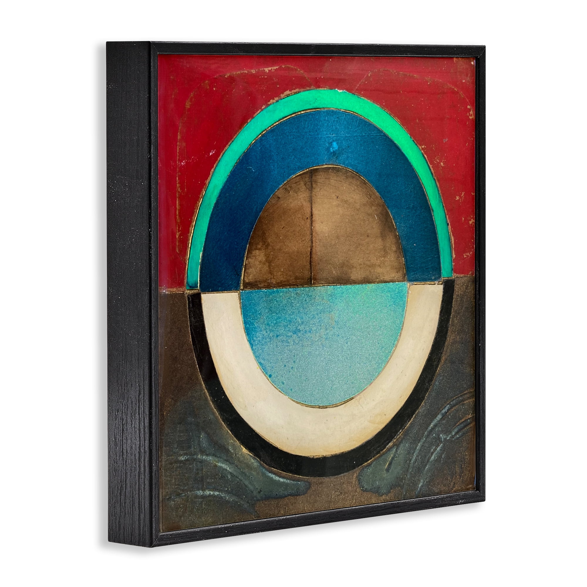 Stupell Industries Round Distressed Circle Black Framed Giclee Art, design by Matthew Finger