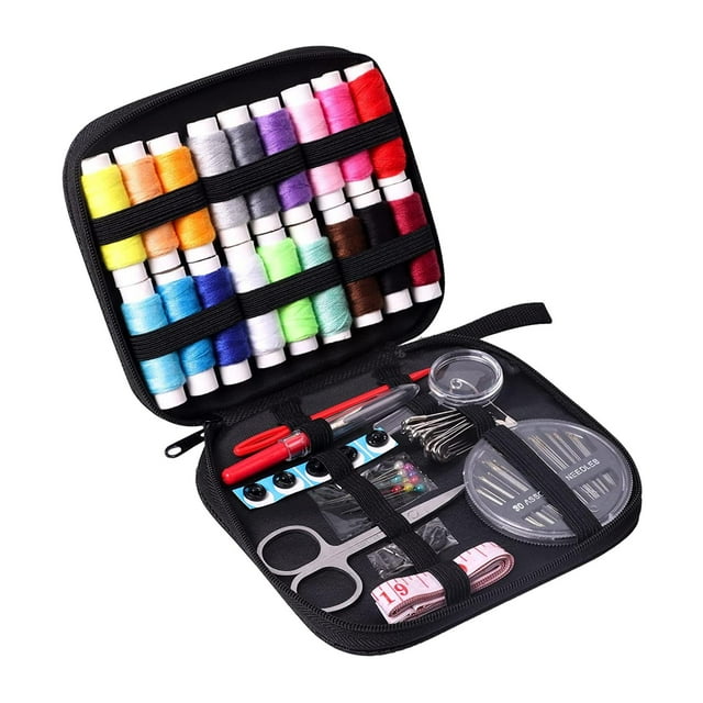 de costura de viaje, mini de costura, estuche de almacenamiento DIY, hilo de coser, juego de reparación de costura para regalos de reparación Hugo Hilo de coser