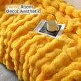 thumbnail image 5 of Faux Fur Throw Blanket for Couch – Mustard Yellow Fluffy Cozy Rabbit Fleece, Plush Soft Bubble Blanket for Sofa & Bed, for Mom, Warm Fuzzy Home Room Decor Throw 60" x 80", 5 of 14