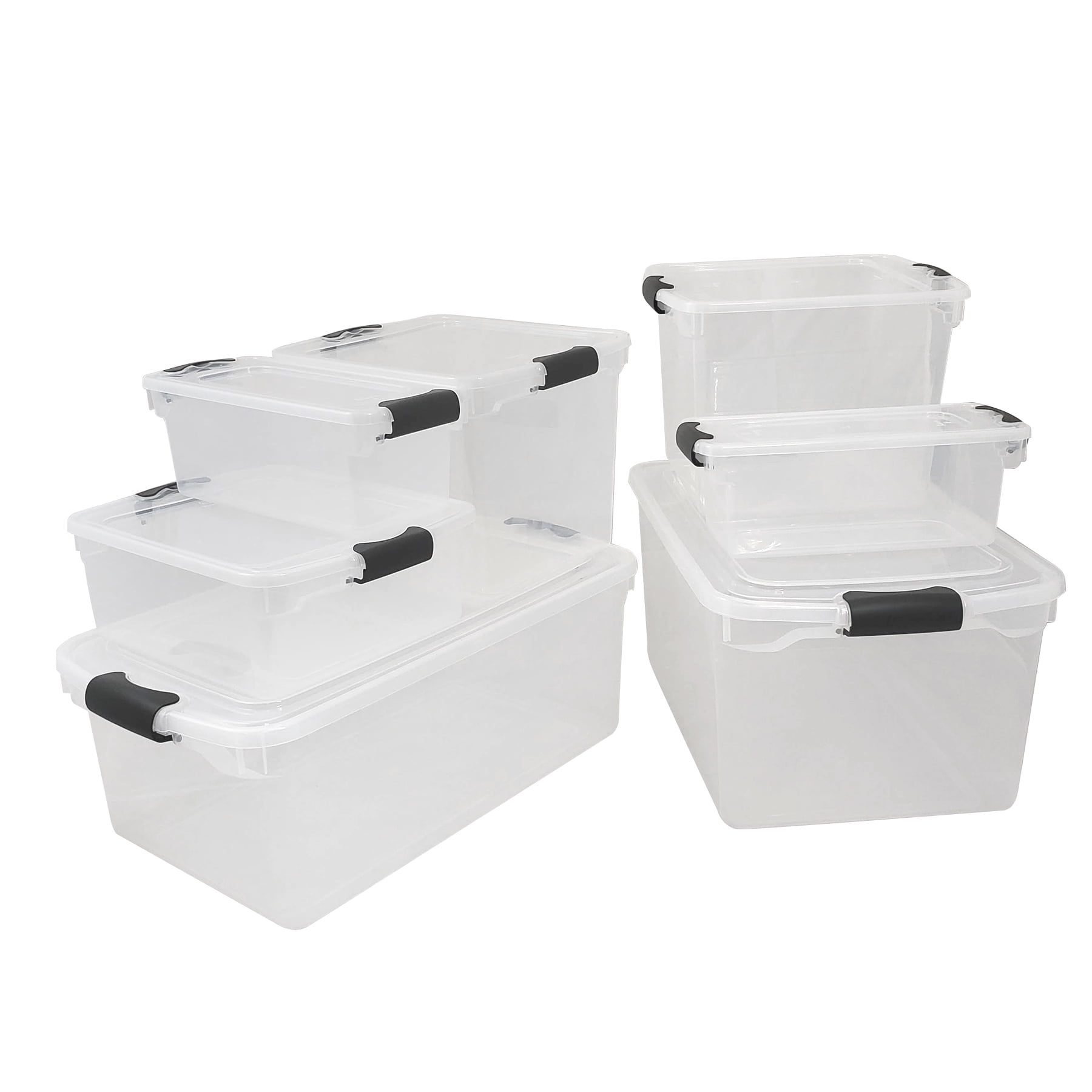 Homz Heavy Duty Modular Stackable Storage Tote Containers With Latching Lids,  66 Quart Capacity For Home, Garage, Or Office Organization, Clear 4 Pack :  Target