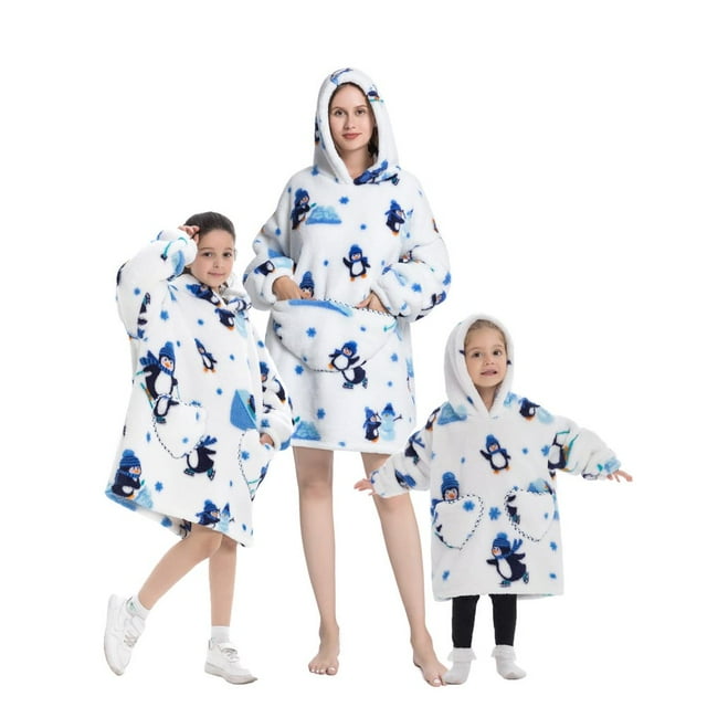 Wearable Blanket Hoodie for Adults Sherpa All Patterns Oversized Sweatshirt Blanket with Pockets