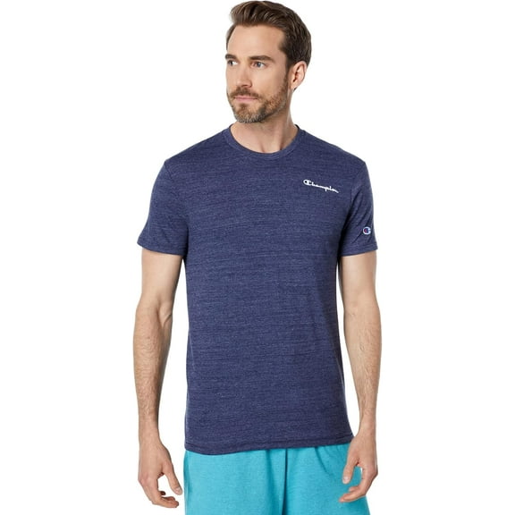 Champion Men's Powerblend Graphic Tee, Navy Heather Small Script, X-Large