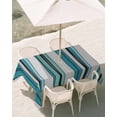 thumbnail image 3 of 54x80 Inch Outdoor Tablecloth with Umbrella Hole Zipper Rectangle Blue Green Striped Rectangular Tablecloths Outside Waterproof Modern Stripes Art Watercolor Patio Table Cloth Cover for Picnic Party, 3 of 8