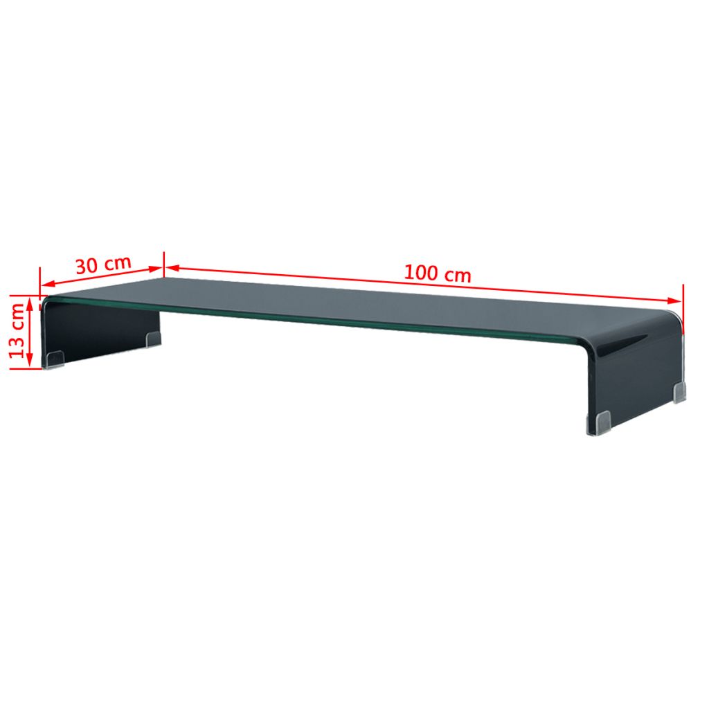 Kepooman Modern Rectangle Glass Computer LCD Desktop Shelf for Bedroom, 39.4" x 11.8" x 5.1", Black Kepooman Modern Rectangle Glass Computer LCD Desktop Shelf for Bedroom, 39.4" x 11.8" x 5.1", Black