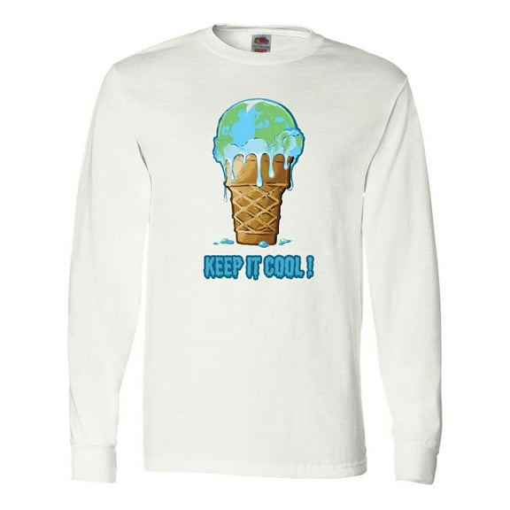 Inktastic Keep It Cool Melting Earth Ice Cream Cone Long Sleeve T-Shirt