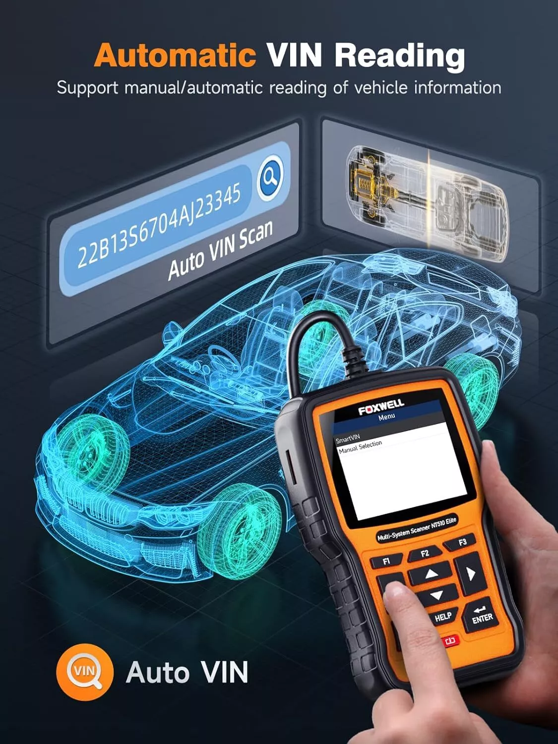 FOXWELL NT510 Elite Automotive Bi-Directional Scan Tool Fits for Toyota Lexus Scion Full System OBDII Scanner ABS Bleeding TPS SAS EPB Reset Service Active Test OBD2 Scanner Car Code Reader OBD Scan
