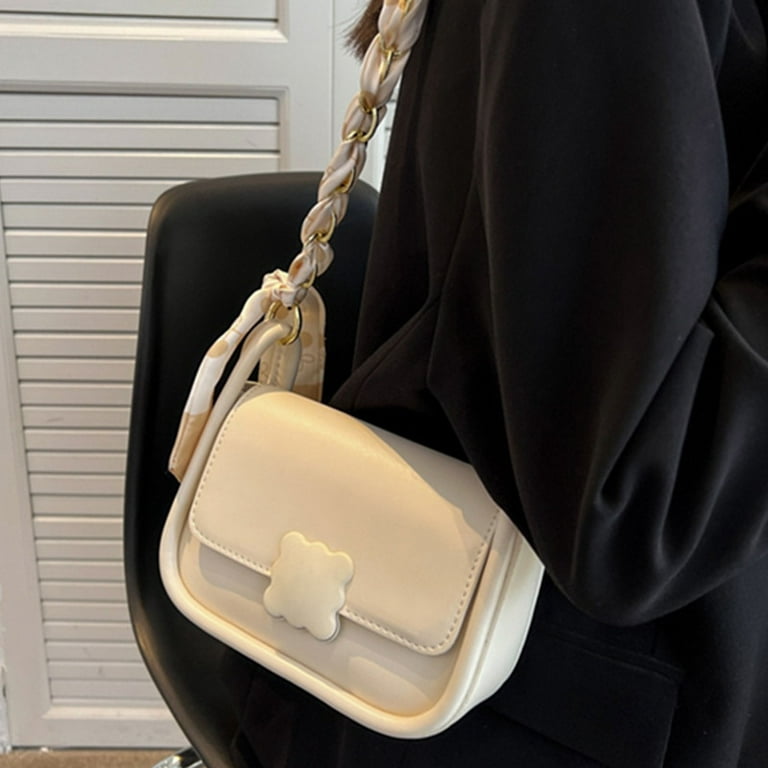 Small Flap Shoulder Bag PU White