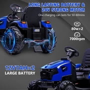 EastVita 24V Ride on Toys Tractor, Kids Ride on Car Toy Excavator Bulldozer, 24V Farm Tractor w/Trailer, Shovel Bucket, Digger, Remote Control, EVA Tires, LED Lights, Music, USB