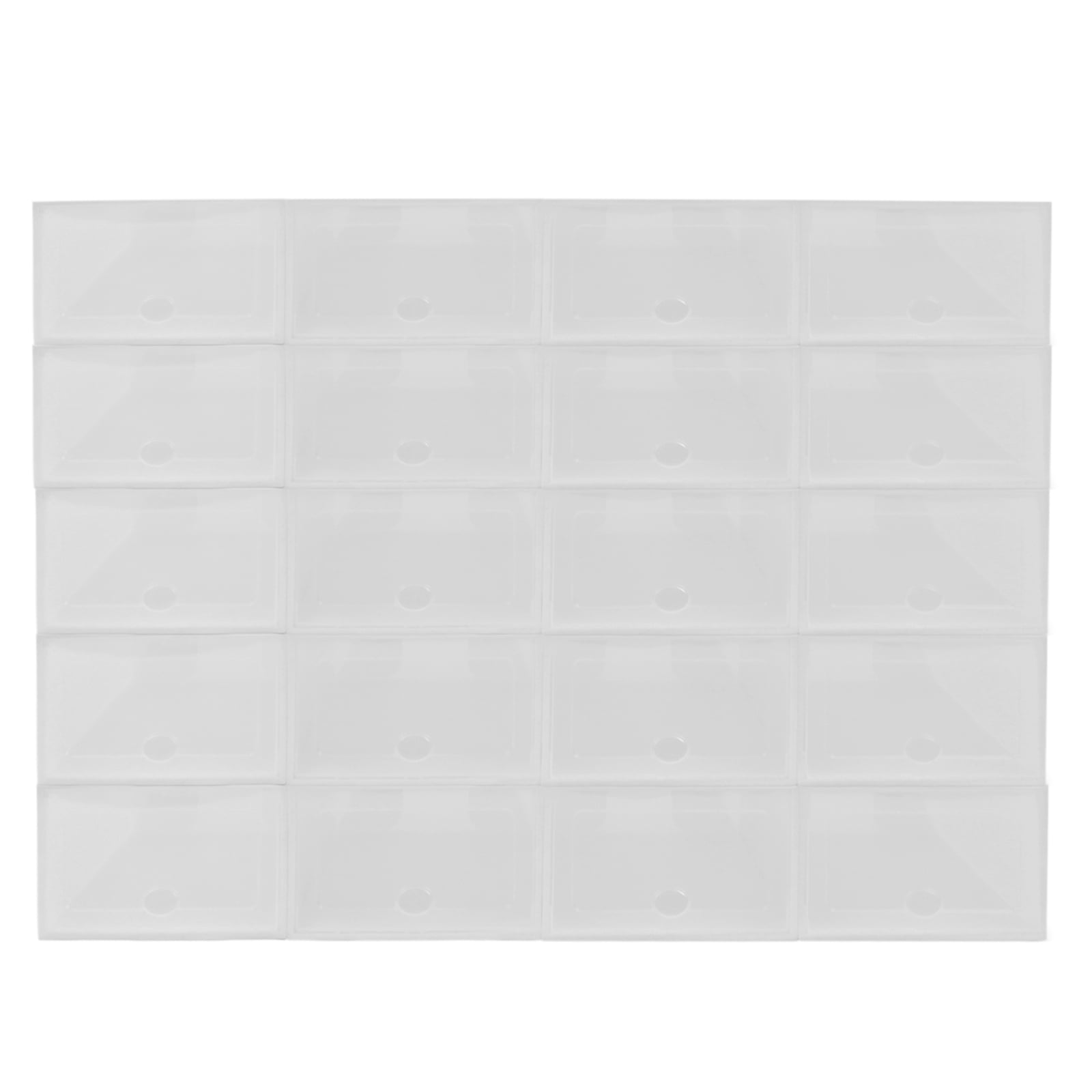 20 Pairs Modular Shoe Rack, Plastic Shoe Storage Boxes with Clear Flip Doors Stackable Shoe Orgarnizer for Closet White