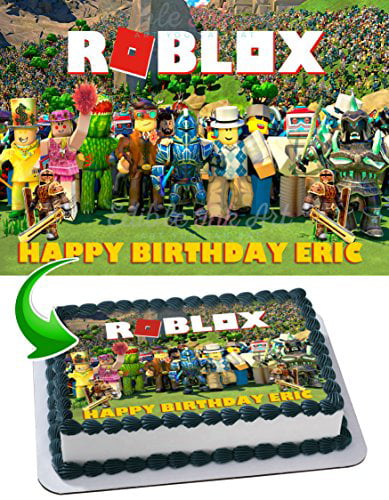 Roblox Edible Cake Topper Personalized Birthday 1 4 Sheet Decoration Custom Sheet Birthday Frosting Transfer Fondant Image Walmart Com Walmart Com