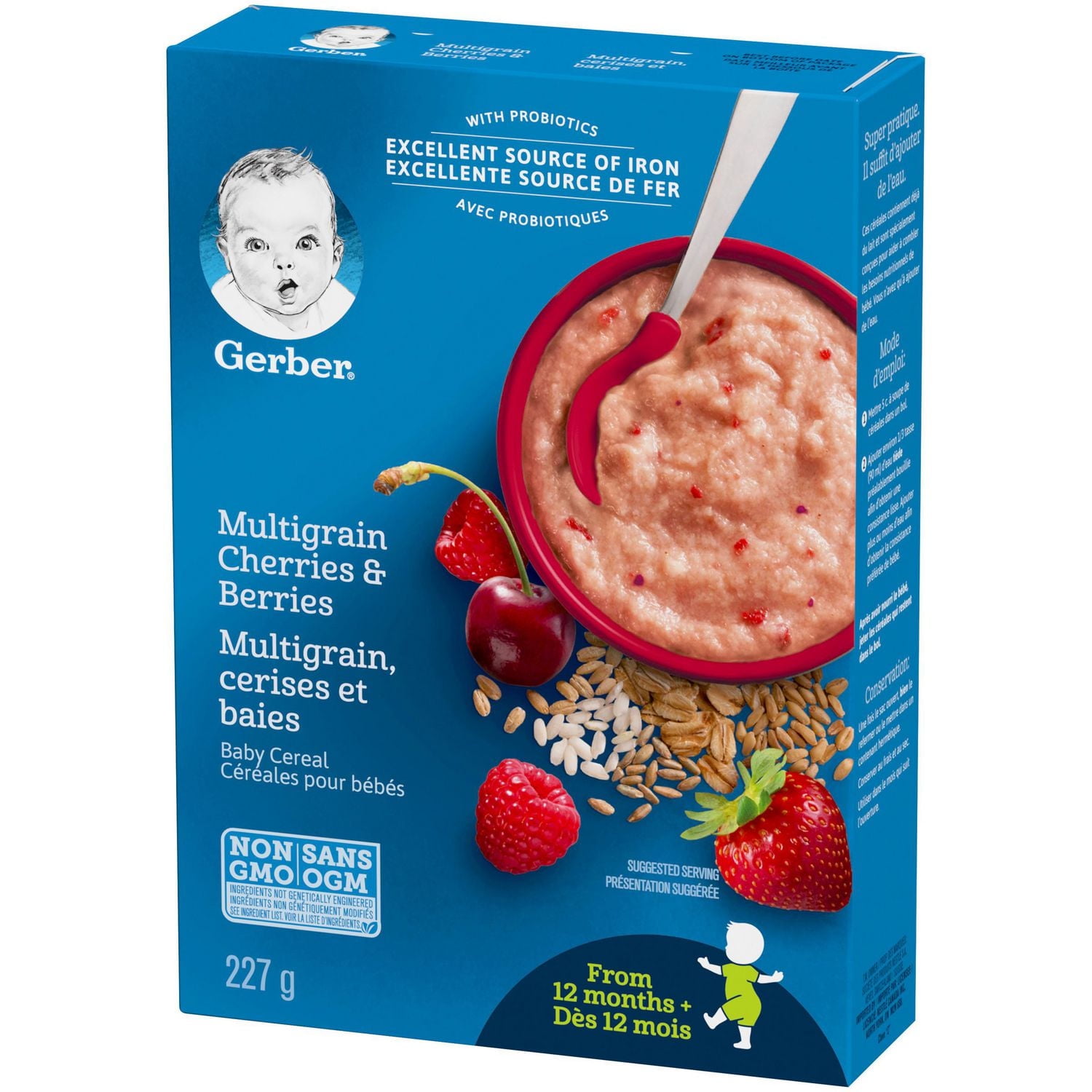 Céréales pour bébés GERBER® Étape 4 Multigrains avec cerises et baies 227 g 227 GR