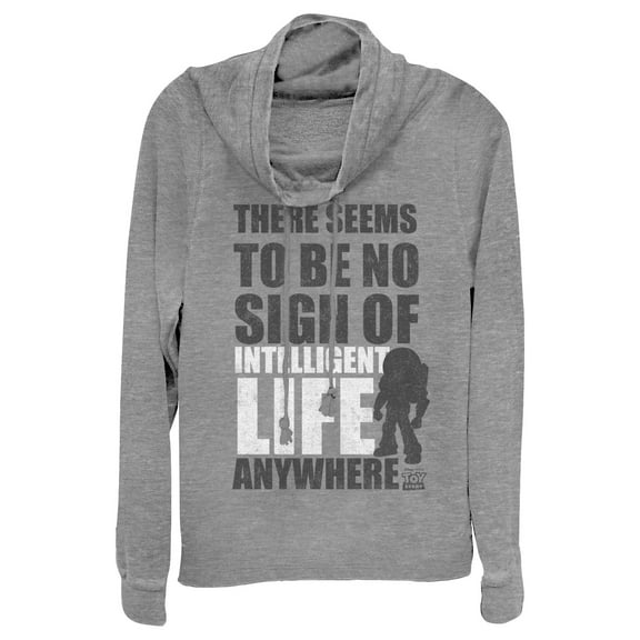 Junior's Toy Story No Intelligent Life Silhouette Cowl Neck Sweatshirt Gray Heather Medium