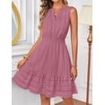thumbnail image 4 of Merokeety Summer Dress for Women V Neck Flowy Vacation Mini Dress with Pockets Dustypink m, 4 of 5