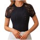 thumbnail image 2 of mfyjkho Tops Para Salir, Camiseta/Camiseta Informal De Manga Corta Con Cuello Redondo Y Encaje Contrastante Para Primavera Y Verano Para Mujer Tops Para Hacer Ejercicio Para Mujer L, 2 of 6