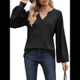 thumbnail image 3 of Camisetas de Larga para Mujer, Blusa con Escote en V Profundo, Elegantes e Informales, Moda 2025, Holgadas y Suaves, para Otoño e Invierno Negro XL, 3 of 10
