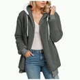 thumbnail image 2 of Towmus Ladies Plus Size Hooded Sweatshirts Women Casual Full Zipper Coat Long Warm Lightweight Outerwear Jackets for Girls, 2 of 7