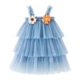thumbnail image 1 of HBFAGFB Robes pour Filles Robe de Fête Sans Manches à Fleurs Robes de Princesse Bleu Taille 110, 1 of 4