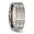 thumbnail image 5 of Chisel Titanium Brushed Cross Design 8mm Flat Band, 5 of 8