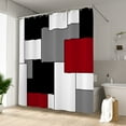 thumbnail image 3 of LFEEY Red and Black Plaid Shower Curtain, Waterproof Fabric Machine Washable Polyester with Hooks, 72x78 Inches, 3 of 5
