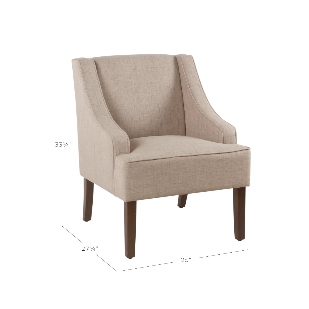 HomePop Classic Swoop Arm Accent Chair, Beige Fabric