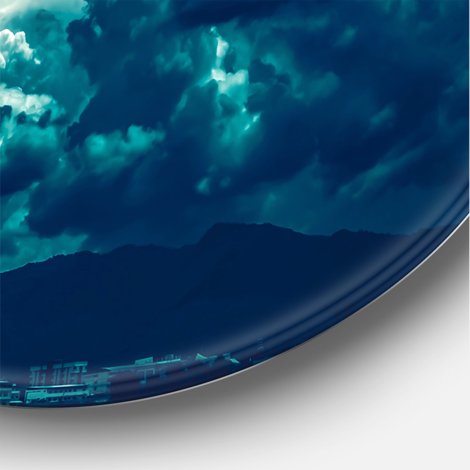 Designart 'Full Moon Night in Cloudy Sky II' Nautical & Coastal Circle Metal Wall Art 36x36 - Disc of 36