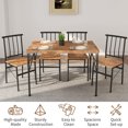 thumbnail image 5 of Dining Table Set for 4, Small Spaces Kitchen Table and Chairs - Wood Top & Metal Legs, Compact Dining Set for Apartments, Sturdy Space-Saving Design, Brown, 5 of 7
