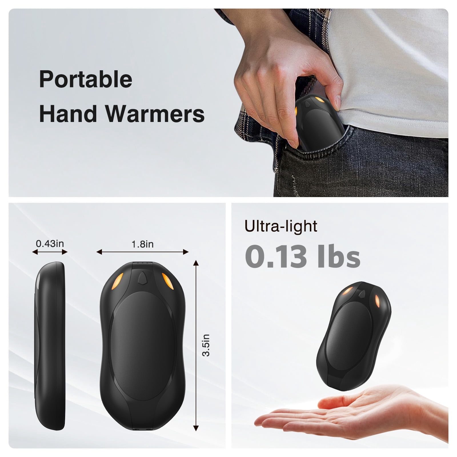 Hand Warmers Rechargeable 2 Pack–Magnetic Heating, 3 Heat Settings, Portable Pocket Warmers for Raynauds, Hunting, Golf, Winter Camping