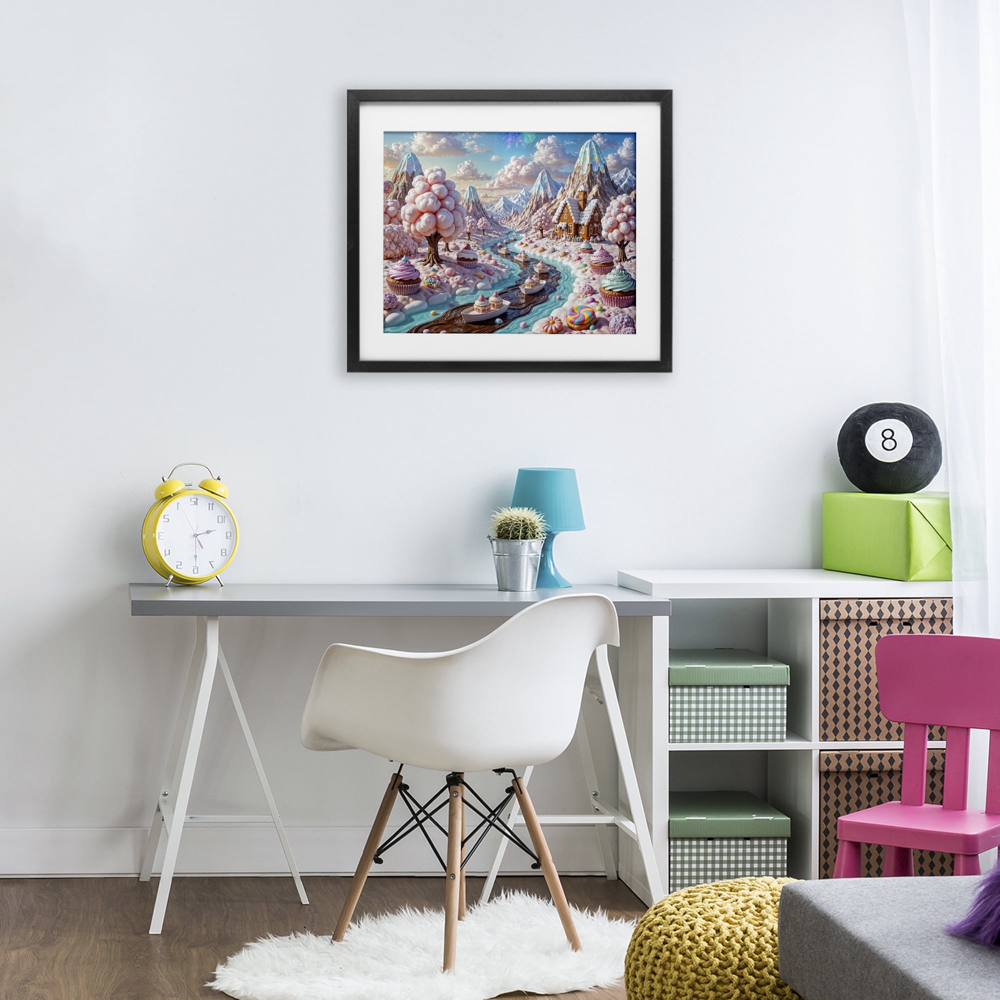 Stupell Industries Dreamlike Candy Land Whimsy Black Framed Print Under Glass, design by Tabz Jones