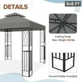 thumbnail image 5 of EAGLE PEAK 8 ft. x 8 ft. Outdoor Patio Gazebo with Double Roof,Gray, 5 of 8