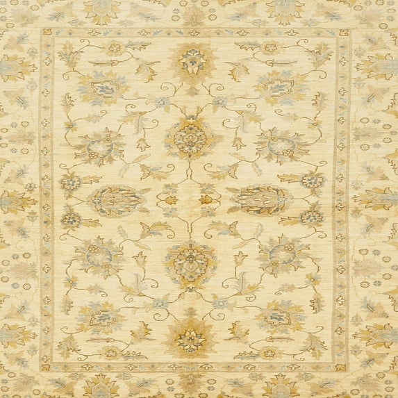 Ahgly Company Machine Washable Indoor Square Abstract Brown Gold Area Rugs, 5' Square