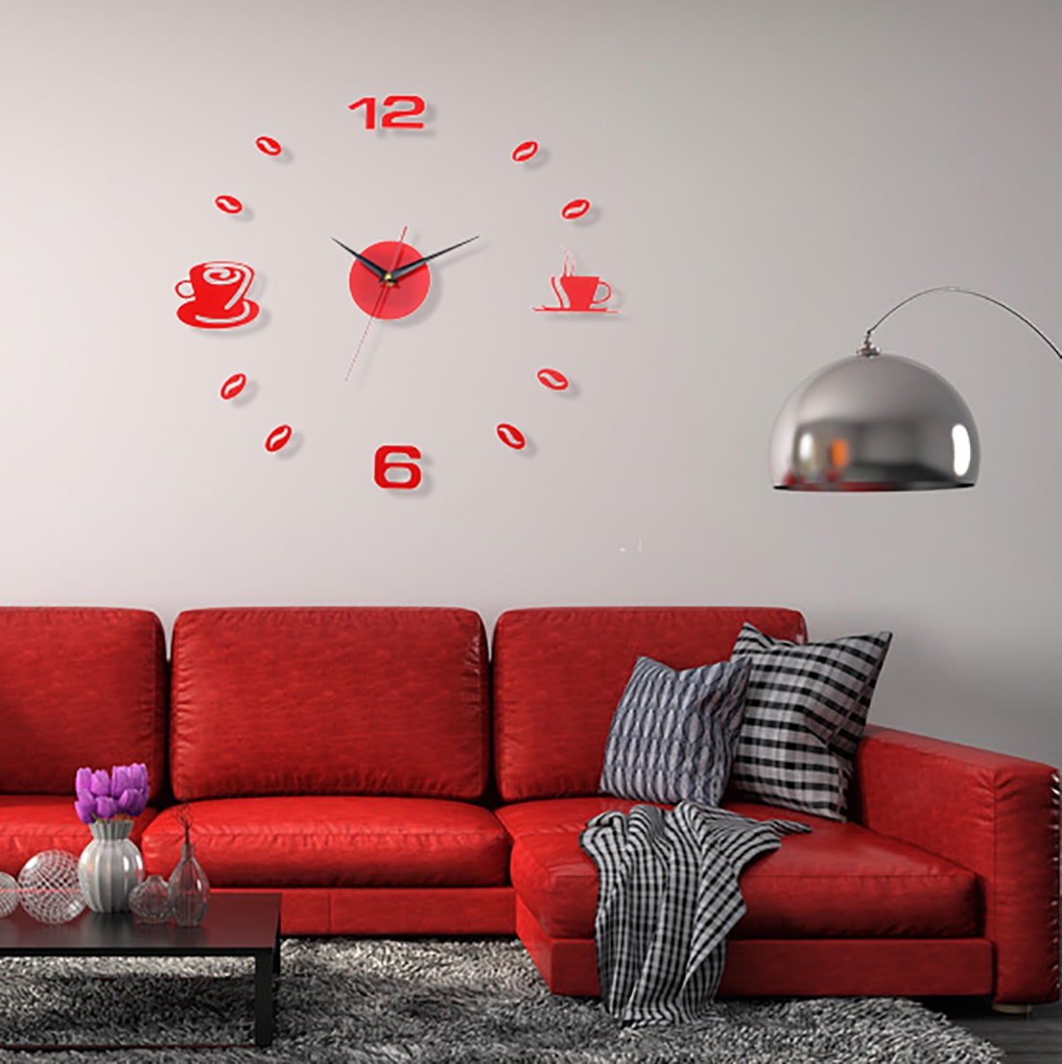 Frameless Wall Clock DIY Modern Large 3D Mirror Wall Clock Surface Sticker for Living Room